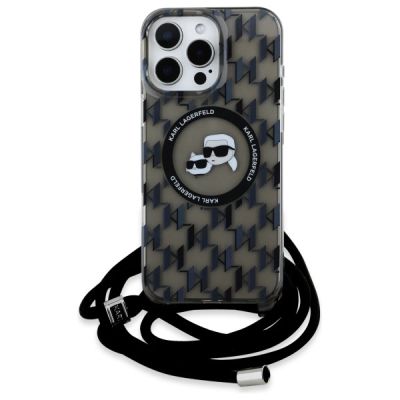 2. Karl Lagerfeld IML Crossbody Monogram Karl & Choupette Head MagSafe Case for iPhone 16 Pro - Black