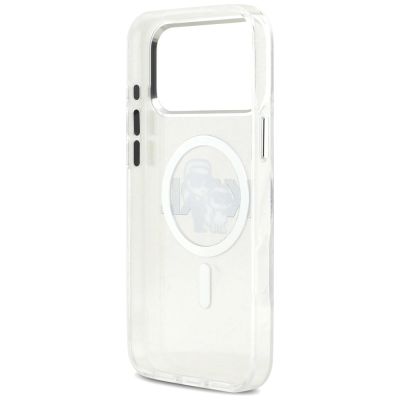 7. Karl Lagerfeld IML Glitter Karl & Choupette Sketch Logo MagSafe Case for iPhone 17 Pro Max - Clear