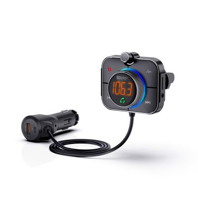 SAVIO TR-14 CAR FM TRANSMITTER WITH BLUETOOTH AND CHARGER, QUICK CHARGE 3.0 AND POWER DELIVERY, NOISE REDUCER