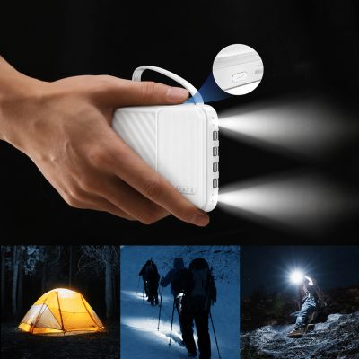 4. Wozinsky W11-W 10000mAh 10W Powerbank with Built-in Cables and Flashlight - White