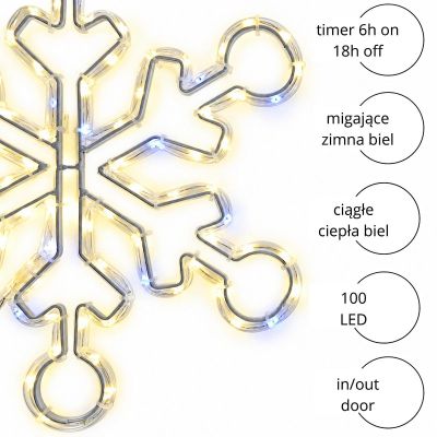 4. DECORATIVE HANGING SNOWFLAKE 32.5 CM 100LED TRIMER WARM WHITE