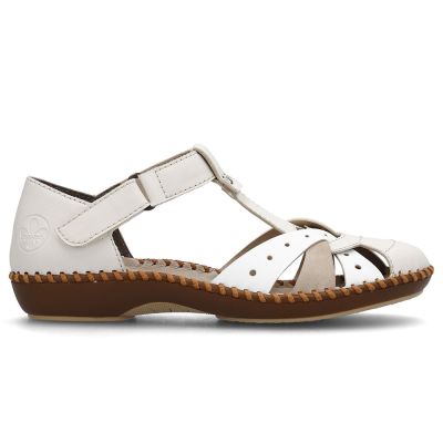 2. Rieker M1655-61 comfortable women's sandals with velcro closure and closed toes in beige