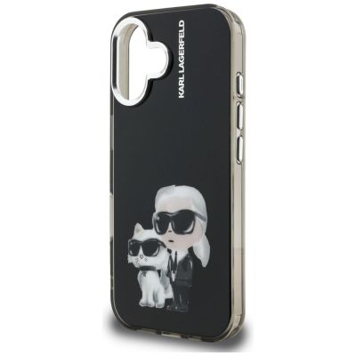 6. Karl Lagerfeld IML Aquarelle Karl & Choupette & Logo iPhone 16 Case - Black