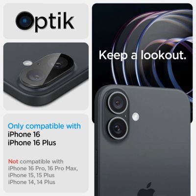 9. Spigen Optik GLAS.TR Camera Protector 2-PACK for iPhone 16 / 16 PLUS - Black