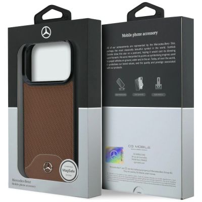 8. Mercedes Leather Wood Effect and Curve MagSafe case for iPhone 17 Pro Max - brown