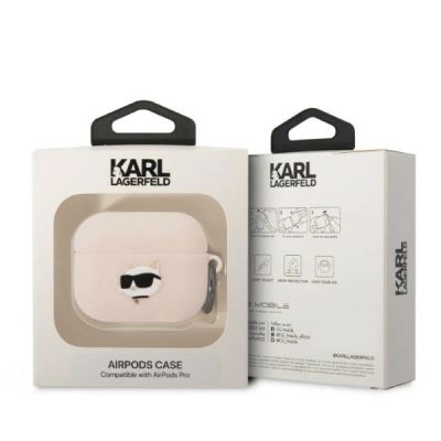 3. Karl Lagerfeld KLAPRUNCHP AirPods Pro cover pink/pink Silicone Choupette Head 3D