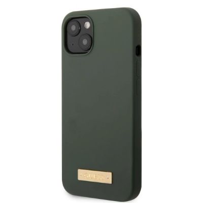 2. Guess GUHMP13MSBPLA iPhone 13 6.1" green/khaki hard case Silicone Logo Plate MagSafe