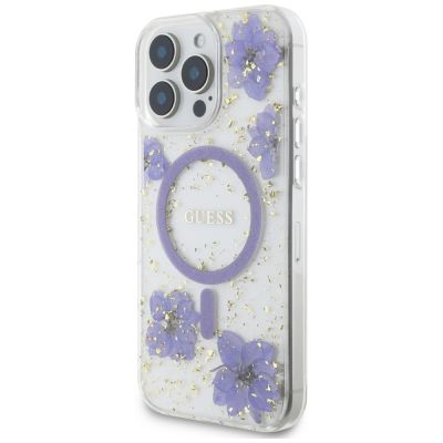 2. Guess Resin Flowers MagSafe case for iPhone 16 Pro - purple