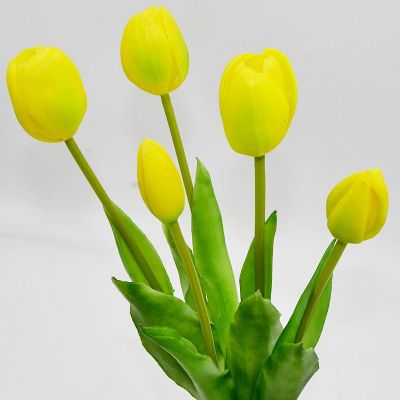 3. BOUQUET OF 5 YELLOW TULIPS 39 CM LIKE LIFE SPRING DECORATION