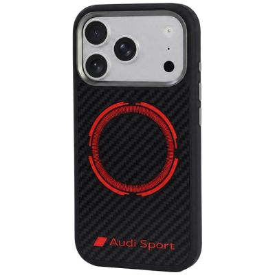 3. Audi RSQ Carbon Fiber Sport Red Circle MagSafe Case for iPhone 18 Pro / 17 Pro - Black