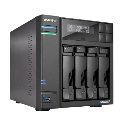 2. NAS Asustor AS6704T; Tower; 4x (3.5" SATA HDD/ 2.5" SSD); Intel Celeron N5105; 4GB DDR4 SODIMM (max. 16GB), 2x 2.5GbE, 4x M.2 2280 NVMe PCIe 3.0, 2x USB 3.2 Gen, 1x HDMI 2.0b, 1x optional 10 GbE card