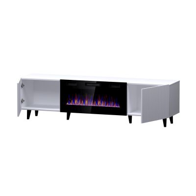 2. PAFOS EF TV cabinet with electric fireplace 180x42x49 white matt