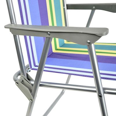 10. REDCLIFFS FOLDING CHAIR WITH ARMRESTS, BLUE STRIPES