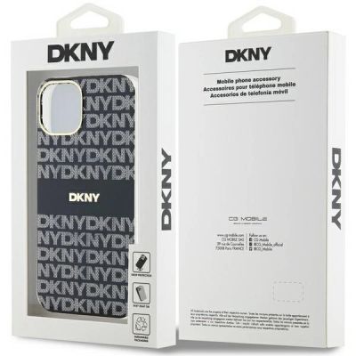 8. DKNY IML Mono & Stripe MagSafe Case for iPhone 15/14/13 - Black