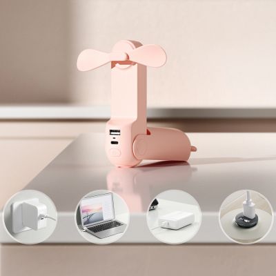 2. Jisulife Handheld Fan Life8 Portable USB Fan with Power Bank Function 2000mAh and Flashlight - Pink