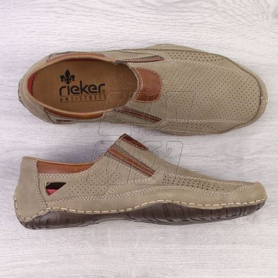 12. Rieker M RKR580 brown leather openwork shoes