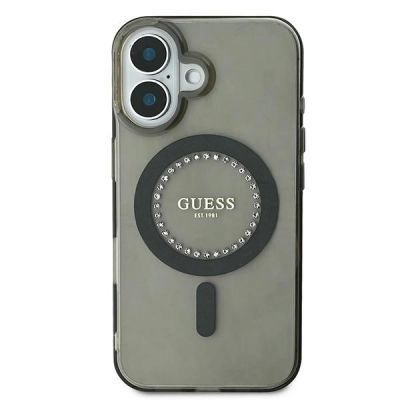 3. Guess IML Rhinestones MagSafe iPhone 16 Case - Black