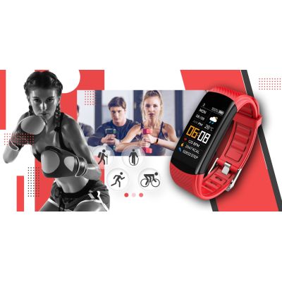 5. Smartwatch GIEWONT Black and Red 2 Straps GW200-1