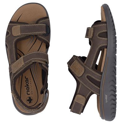 5. Men's brown leather sandals with Velcro Rieker 26450-26
