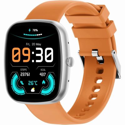 5. GRAVITY GT18-4 Men's Smartwatch Orange Silicone Strap + Black Strap