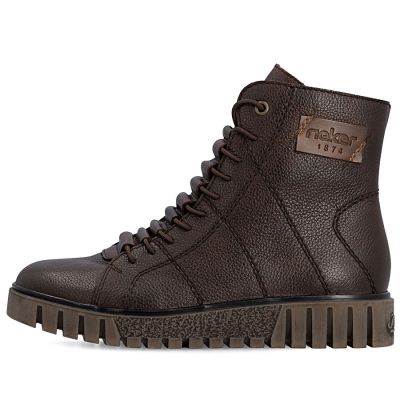3. Women's brown leather platform ankle boots Rieker Y3421-26
