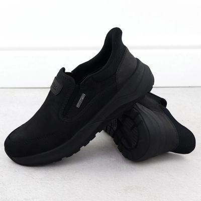 9. Men’s Waterproof Leather Slip-On Shoes, Black Rieker 06052-00