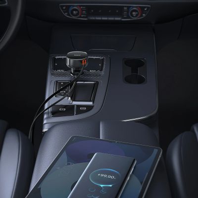 11. Baseus Enjoyment Pro 55W USB-A Car Charger with Retractable Lightning Cable - Black