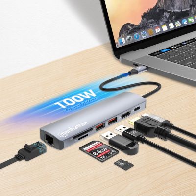 7. Manhattan 153966 Wired Docking Station USB 3.2 Gen 2 (3.1 Gen 2) Type-C Silver