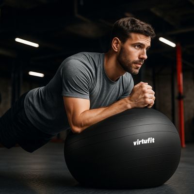 7. VIRTUFIT ANTI-BURST PRO GYM BALL WITH PUMP GREY 65 CM