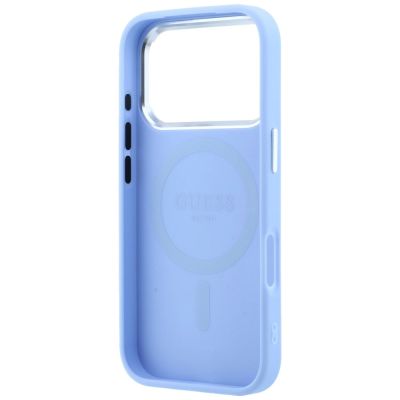 7. Guess Grained Triangle Logo MagSafe Case for iPhone 18 Pro Max / 17 Pro Max - Blue