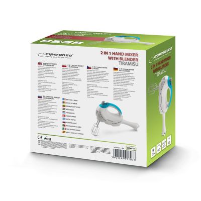 36. Blender, Hand mixer Esperanza TIRAMISU EKM010 (300W; white)