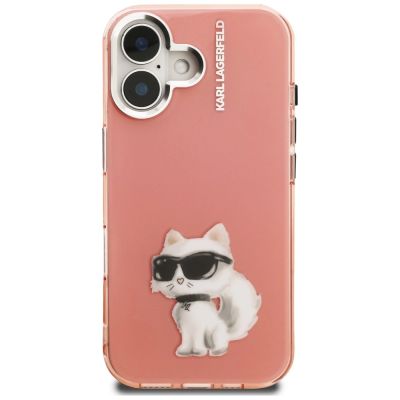 3. Karl Lagerfeld IML Aquarelle Choupette & Logo iPhone 16 Case - Pink