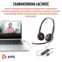 Poly Blackwire 3220 Stereo USB-C Black Headset + USB-C/A Adapter (Bulk) 8X2J9A6