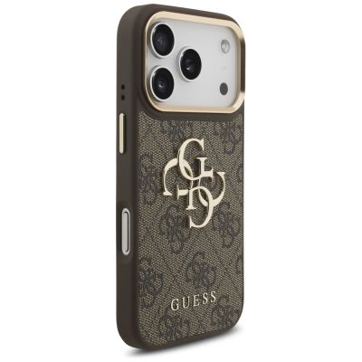 4. Guess 4G Big 4G Classic Logo Big Strap Metal Buttons Case for iPhone 17 Pro - Brown
