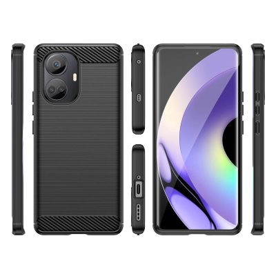 3. Carbon Case case for Realme 10 Pro+ flexible silicone carbon cover black