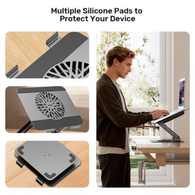 14. UNITEK OT1098AGY01 laptop stand Notebook and tablet stand Silver 43.9 cm (17.3")