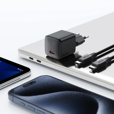 11. Acefast A118 30W GaN USB-C Wall Charger with USB-C - USB-C Cable 1.2m - Black