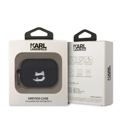 4. Karl Lagerfeld KLAP2RUNCHK AirPods Pro 2 cover black/black Silicone Choupette Head 3D
