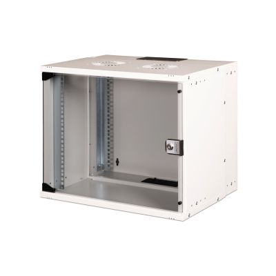 31. 19" 9U wall-mounted network cabinet, SOHO PRO 460 x 540 x 400 mm, glass door, gray, unassembled, 60 kg