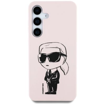 3. Case Karl Lagerfeld Silicone Graffiti Ikonik Printed Logo MagSafe Samsung Galaxy S25 pink