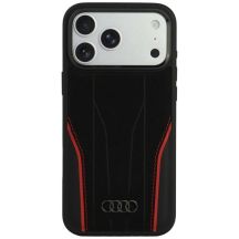 Audi R8 Genuine Leather MagSafe Case for iPhone 18 Pro Max / 17 Pro Max - Black and Red