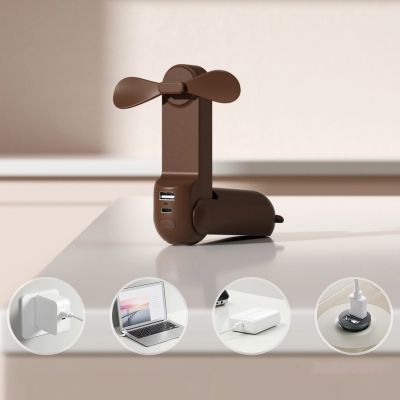 2. Jisulife Handheld Fan Life8 Portable USB Fan with Power Bank Function 2000mAh and Flashlight - Brown