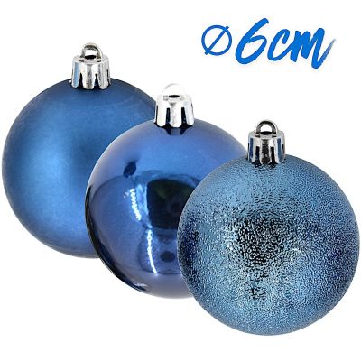 3. DECORATIVE PLASTIC BAUBLE SAFE 27 PCS diameter 6 cm BLUE MICA