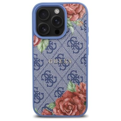 3. Guess 4G Flowers Print MagSafe case for iPhone 16 Pro Max - blue