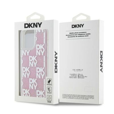 8. DKNY Liquid Glitter Multilogo Case for iPhone 15 Pro Max - Pink