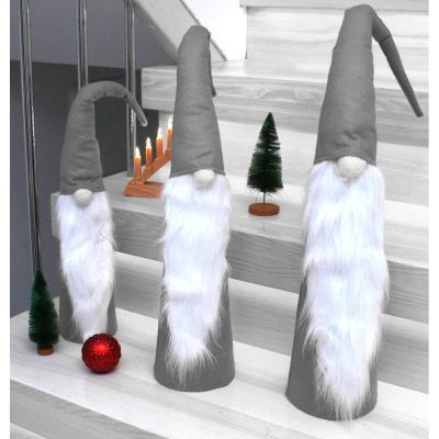 10. SET OF GRAY DECORATIVE SANTA CLAUS 60, 70, 80 CM