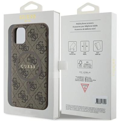 8. Guess GUHMN61G4GFRW iPhone 11 6.1" / Xr brown/brown hardcase 4G Collection Leather Metal Logo MagSafe