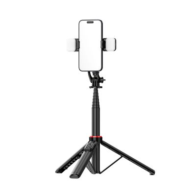 16. Selfie stick WC12YDS 1.3m aluminum alloy telescopic tripod with dual lamp and phone holder - black