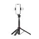 16. Selfie stick WC12YDS 1.3m aluminum alloy telescopic tripod with dual lamp and phone holder - black