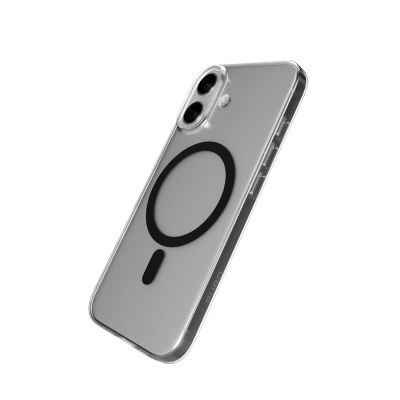 9. Puro Lite Mag TPU+PC Case Compatible with MagSafe for iPhone 17 - Transparent with Black Ring